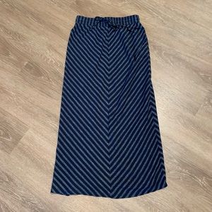 LOFT navy/grey striped maxi skirt